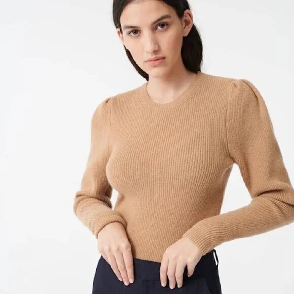 Maje Tan Crew Neck Sweater Soft Knit Minimalist Design